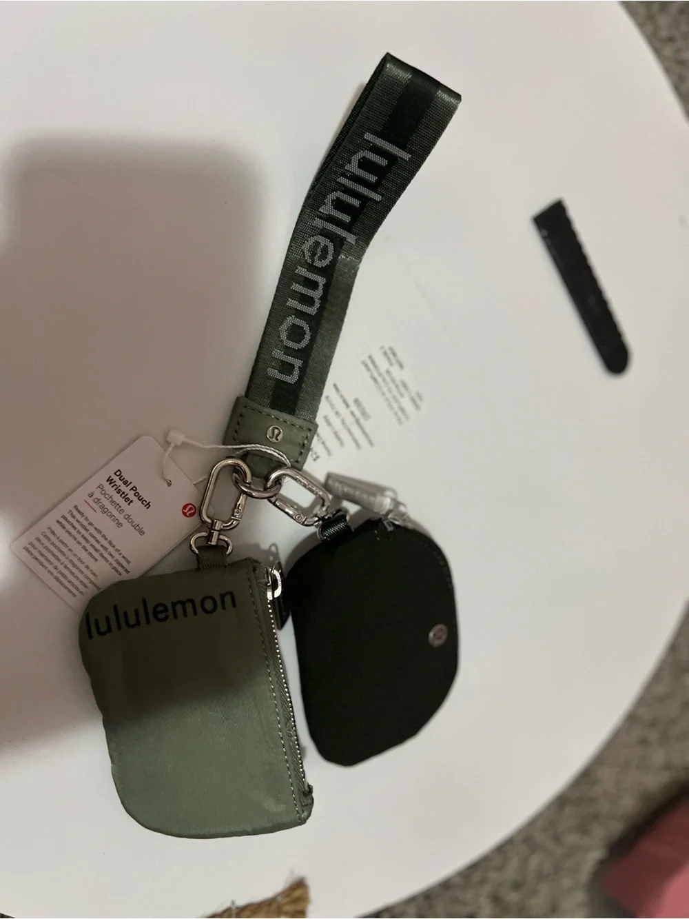 lululemon athletica Olive Green Key Pouch with Strap and Coin Case
